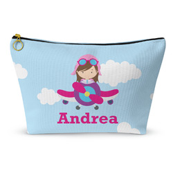 Airplane & Girl Pilot Makeup Bag - Small - 8.5"x4.5" (Personalized)