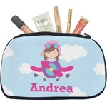 Airplane & Girl Pilot Makeup / Cosmetic Bag - Medium (Personalized)