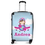 Airplane & Girl Pilot Suitcase - 24" Medium - Checked (Personalized)