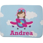 Airplane & Girl Pilot Memory Foam Bath Mat - 48"x36" (Personalized)