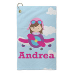 Airplane & Girl Pilot Microfiber Golf Towel - Small (Personalized)