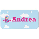 Airplane & Girl Pilot Mini/Bicycle License Plate (2 Holes) (Personalized)