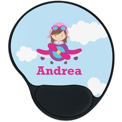 Airplane & Girl Pilot Mouse Pad with Wrist Support