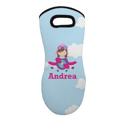 Airplane & Girl Pilot Neoprene Oven Mitt w/ Name or Text