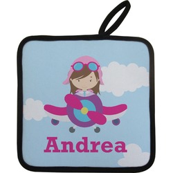 Airplane & Girl Pilot Pot Holder w/ Name or Text