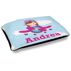 Airplane & Girl Pilot Outdoor Dog Bed - Large (Personalized)