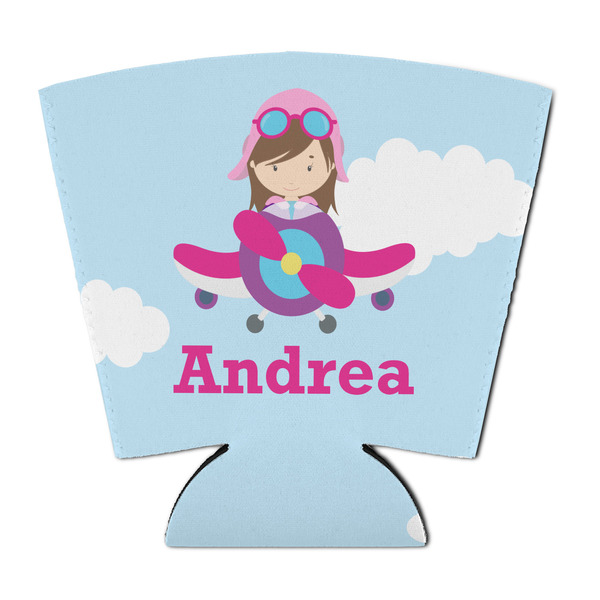 Custom Airplane & Girl Pilot Party Cup Sleeve - with Bottom (Personalized)