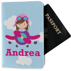 Airplane & Girl Pilot Passport Holder - Fabric (Personalized)