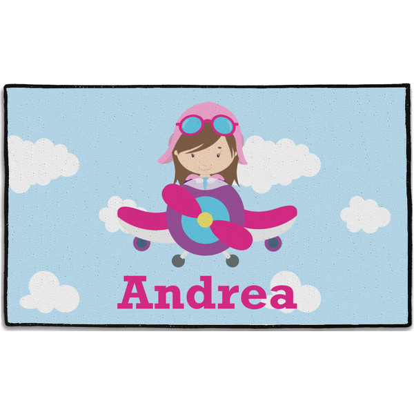 Custom Airplane & Girl Pilot Door Mat - 60"x36" (Personalized)