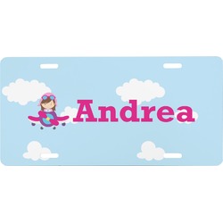 Airplane & Girl Pilot Front License Plate (Personalized)
