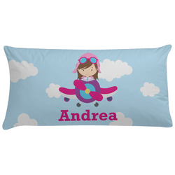Airplane & Girl Pilot Pillow Case - King (Personalized)