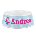 Airplane & Girl Pilot Plastic Dog Bowl - Medium (Personalized)