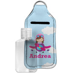 Airplane & Girl Pilot Hand Sanitizer & Keychain Holder - Large (Personalized)