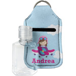 Airplane & Girl Pilot Hand Sanitizer & Keychain Holder - Small (Personalized)