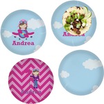 Airplane & Girl Pilot Set of 4 Glass Lunch / Dinner Plate 10" (Personalized)