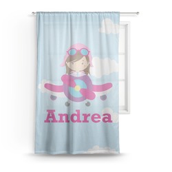 Airplane & Girl Pilot Sheer Curtain - 50"x84" (Personalized)