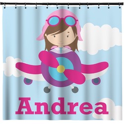 Airplane & Girl Pilot Shower Curtain - Custom Size (Personalized)