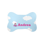 Airplane & Girl Pilot Bone Shaped Dog Food Mat (Small) (Personalized)