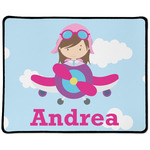 Airplane & Girl Pilot Large Gaming Mouse Pad - 12.5" x 10" (Personalized)