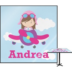 Airplane & Girl Pilot Square Table Top - 30" (Personalized)