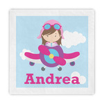 Airplane & Girl Pilot Decorative Paper Napkins (Personalized)