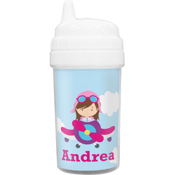 Airplane & Girl Pilot Toddler Sippy Cup (Personalized)
