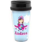 Airplane & Girl Pilot Acrylic Travel Mug without Handle (Personalized)