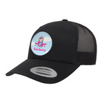 Airplane & Girl Pilot Trucker Hat - Black (Personalized)