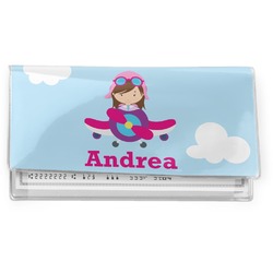 Airplane & Girl Pilot Vinyl Checkbook Cover (Personalized)