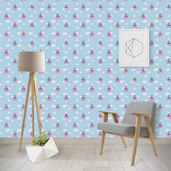 Airplane & Girl Pilot Wallpaper & Surface Covering (Peel & Stick - Repositionable)