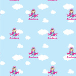 Airplane & Girl Pilot Wallpaper & Surface Covering (Water Activated 24"x 24" Sample)