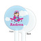 Airplane & Girl Pilot White Plastic 5.5" Stir Stick - Single Sided - Round - Front & Back