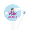 Airplane & Girl Pilot White Plastic 7" Stir Stick - Round - Closeup