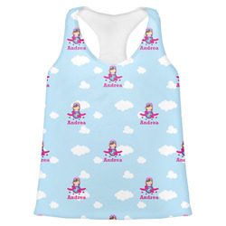 Airplane & Girl Pilot Womens Racerback Tank Top - Large (Personalized)