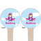 Airplane & Girl Pilot Wooden 4" Food Pick - Round - Double Sided - Front & Back