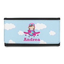 Airplane & Girl Pilot Leatherette Ladies Wallet (Personalized)