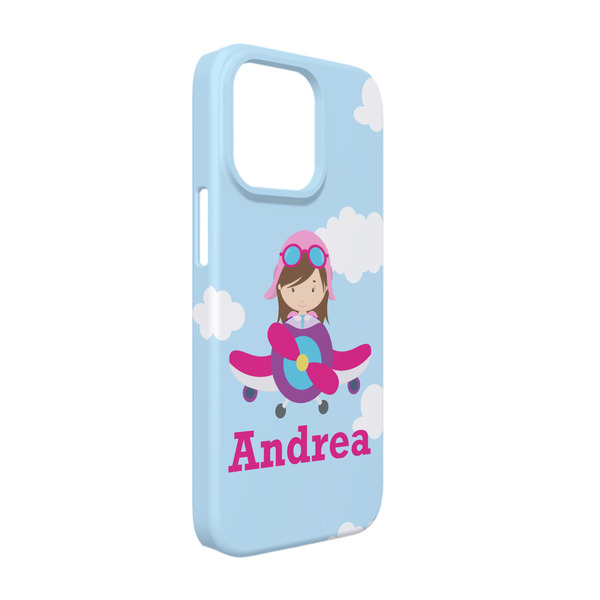 Custom Airplane & Girl Pilot iPhone Case - Plastic - iPhone 13 (Personalized)