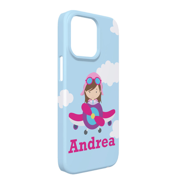 Custom Airplane & Girl Pilot iPhone Case - Plastic - iPhone 13 Pro Max (Personalized)