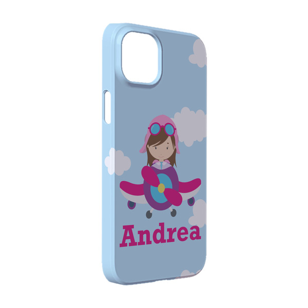 Custom Airplane & Girl Pilot iPhone Case - Plastic - iPhone 14 (Personalized)