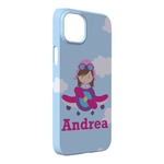 Airplane & Girl Pilot iPhone Case - Plastic - iPhone 14 Plus (Personalized)