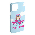 Airplane & Girl Pilot iPhone Case - Plastic - iPhone 15 Plus (Personalized)