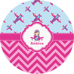 Airplane Theme - for Girls Multipurpose Round Labels - 1" (Personalized)