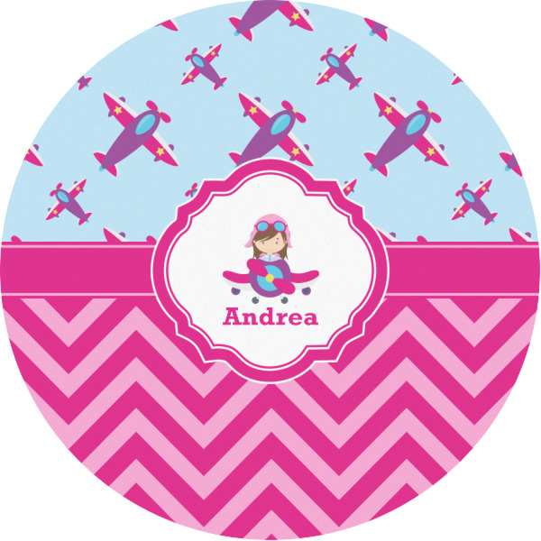 Custom Airplane Theme - for Girls Multipurpose Round Labels - 1" (Personalized)