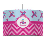 Airplane Theme - for Girls 12" Drum Pendant Lamp - Fabric (Personalized)