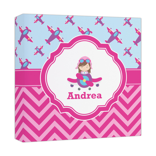 Custom Airplane Theme - for Girls Canvas Print - 12x12 (Personalized)