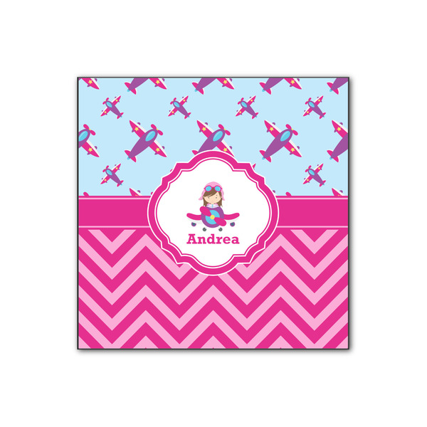 Custom Airplane Theme - for Girls Wood Print - 12x12 (Personalized)