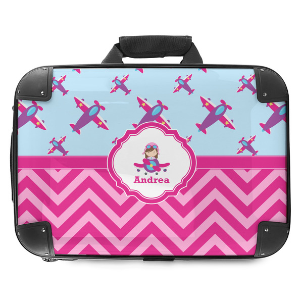 Custom Airplane Theme - for Girls Hard Shell Briefcase - 18" (Personalized)