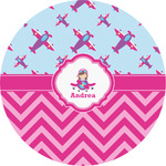 Airplane Theme - for Girls Multipurpose Round Labels - 2" (Personalized)