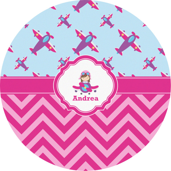 Custom Airplane Theme - for Girls Multipurpose Round Labels - 2" (Personalized)