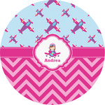 Airplane Theme - for Girls Multipurpose Round Labels - Custom Sized (Personalized)